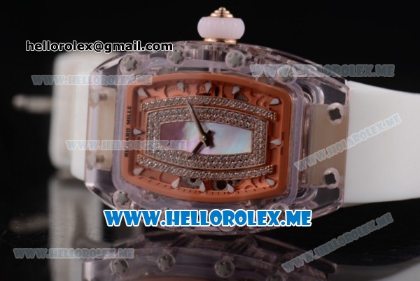 Richard Mille RM 07-02 Miyota 9015 Automatic Pink Sapphire Case with White Rubber Strap White Markers and Blue MOP Dial - Click Image to Close